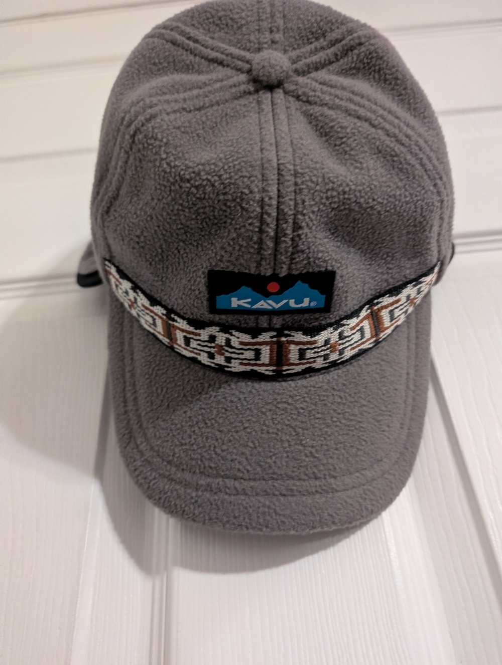 Kavu Mens Hat Gray Fleece Flaps Barr Creek Cap One Size Mens